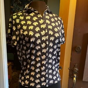 Ann Taylor navy and white horse print shirt.  XS